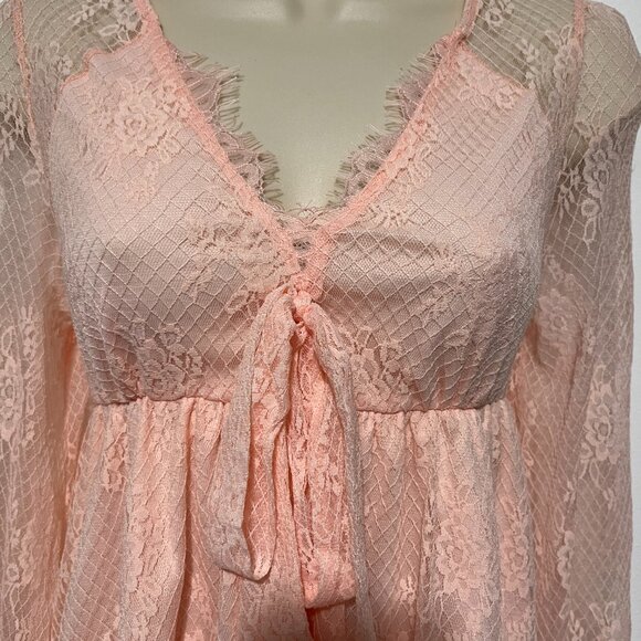 Mi Ami Womens Lace Babydoll Top Sz S Pink Coquette Soft Girl Y2K Romantic Kawaii - Picture 5 of 9